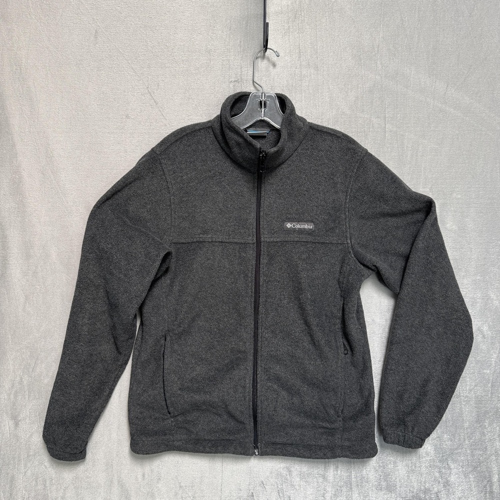 Columbia Jacket Mens Small Gray Fleece Full Zip Outdoor Hiking Warm Layer Casual